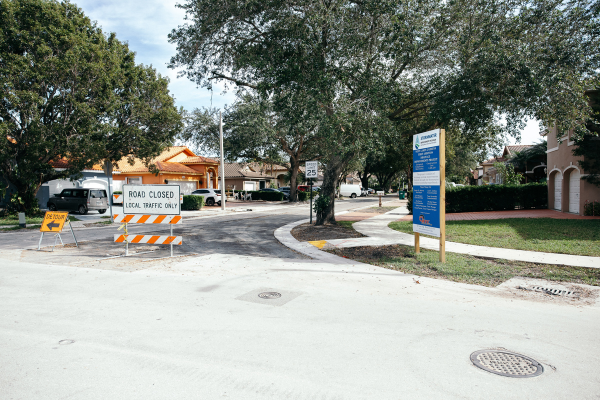 West Lakes Gardens First Addition Drainage Improvement Road closed to all but local traffic