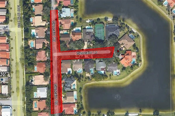 Glencairn Roadway Resurfacing project map